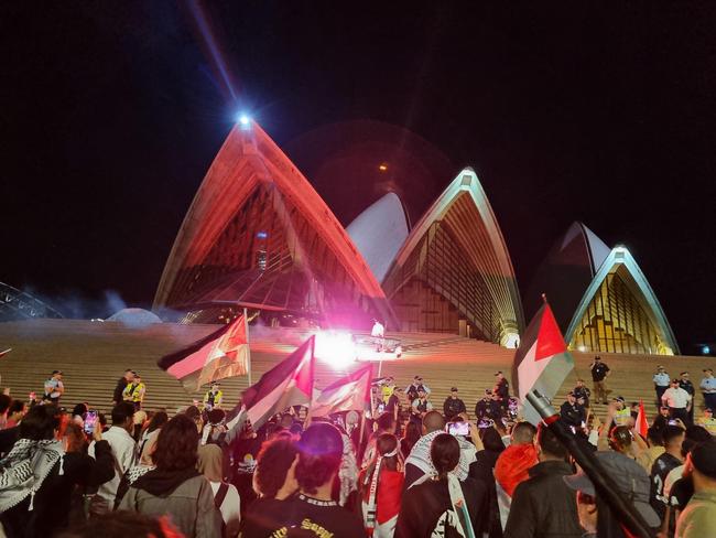 SYDNEY, AUSTRALIA: 9 October, 2023 - Pro-Palestinian protesters gathered in Sydney’s CBD and in front of the Opera House in a rally against Israel. Picture: Jasmine Kazlauskas/news.com.au