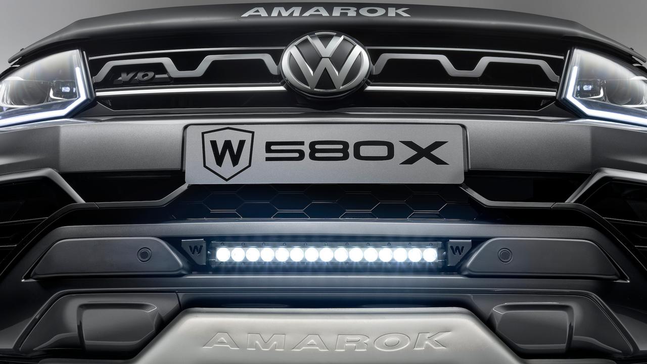 An LED light bar and unique bash plate separates the W580X from other Amaroks. Picture: Supplied.