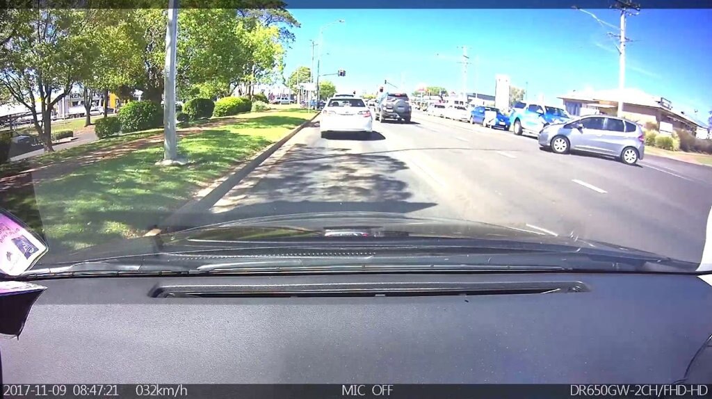 Dash-cam footage has captured a driver's manoeuvre on a busy Toowoomba intersection. Picture: Contributed