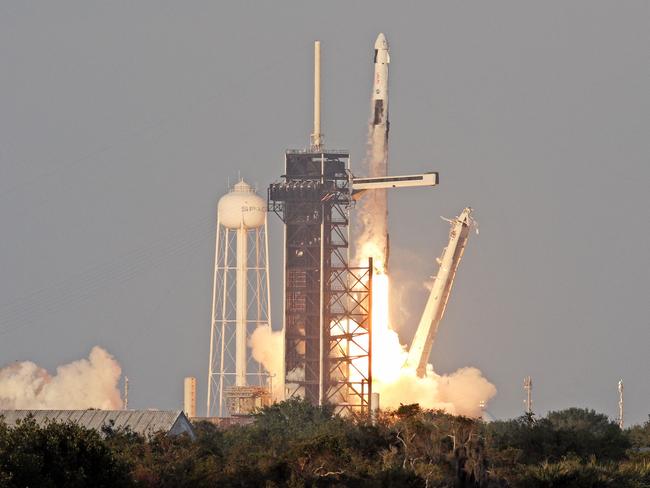 A SpaceX Falcon 9 rocket with the Crew Dragon capsule Endurance carrying the Crew-10 mission lifts off from Launch Complex 39A at NASAâs Kennedy Space Center in Florida on March 14, 2025. Crew 10 consists of NASA pilot Nichole Ayers, Roscosmos cosmonaut Kirill Peskov, JAXA astronaut Takuya Onish and NASA commander Anne McClain.  After more than nine months on the International Space Station, two astronauts are a step closer to returning home following the launch of a crew swap mission on March 14. A Falcon 9 rocket with a Crew Dragon fixed to its top blasted off from the Kennedy Space Center in Florida at 7:03 pm (2303 GMT), carrying a four-member team bound for the orbital outpost. (Photo by Gregg Newton / AFP)