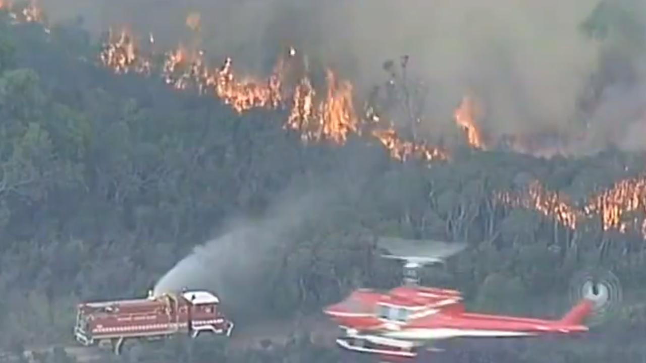 A bushfire burns out of control on French Island. Still grabs from Channel 7 News.