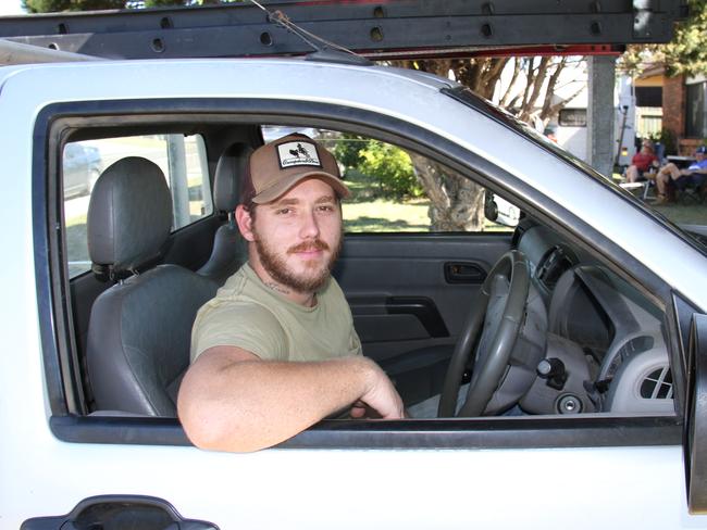 James 'Jimmy' Canhan of Boyne Island in the ute in which a large brown snake repeatedly struck at him while driving home from work on the Dawson Highway in June. Picture: Rodney Stevens