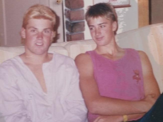 A young Warne with his brother, Jason.