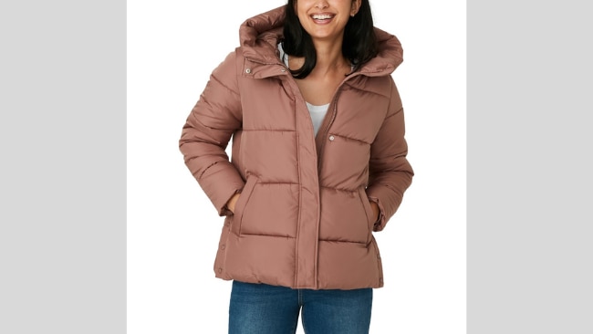 ladies puffer jacket with belt