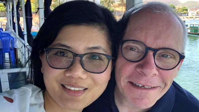 Dr Sean Turnell with his wife Ha Vu. Turnell has been arrested and detained by the military in Myanmar as part of a coup. Picture: Facebook