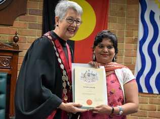 Swasti Singh was one of 27 new citizens at the citizenship ceremony led by mayor Jenny Dowell at the Lismore City Council chambers yesterday. Picture: Cathryn McLauchlan