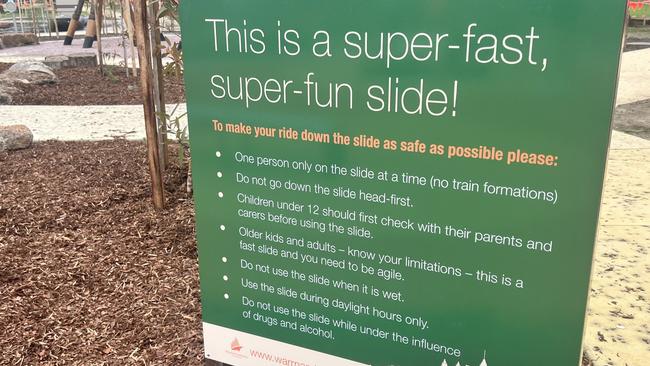 Warrnambool City Council erected safety instructions near the 9m slide.