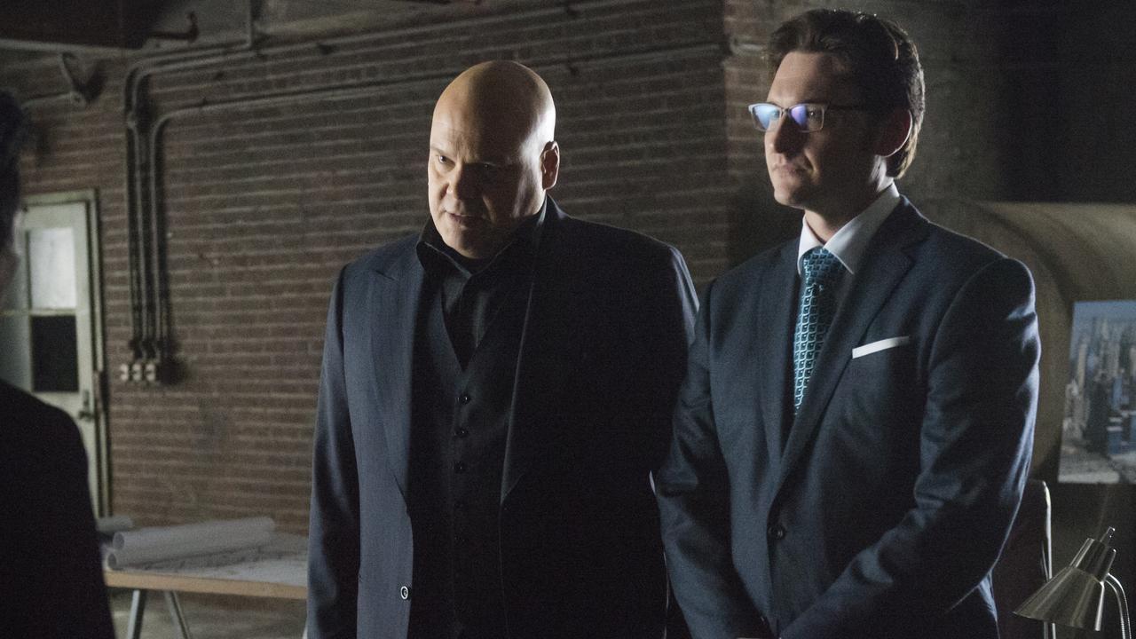 Vincent D’Onofrio, pictured with Toby Leonard Moore, in Daredevil. The character might be making a return in Hawkeye. Picture: Netflix