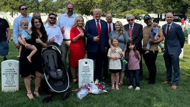 Donald Trump and staff in the contentious photo at Arlington cemetery.