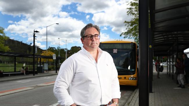 Clarence City Council Alderman Brendan Blomeley at the Rosny Bus Mall. He is calling for increased police resourcing in the area. Picture Nikki Davis-Jones