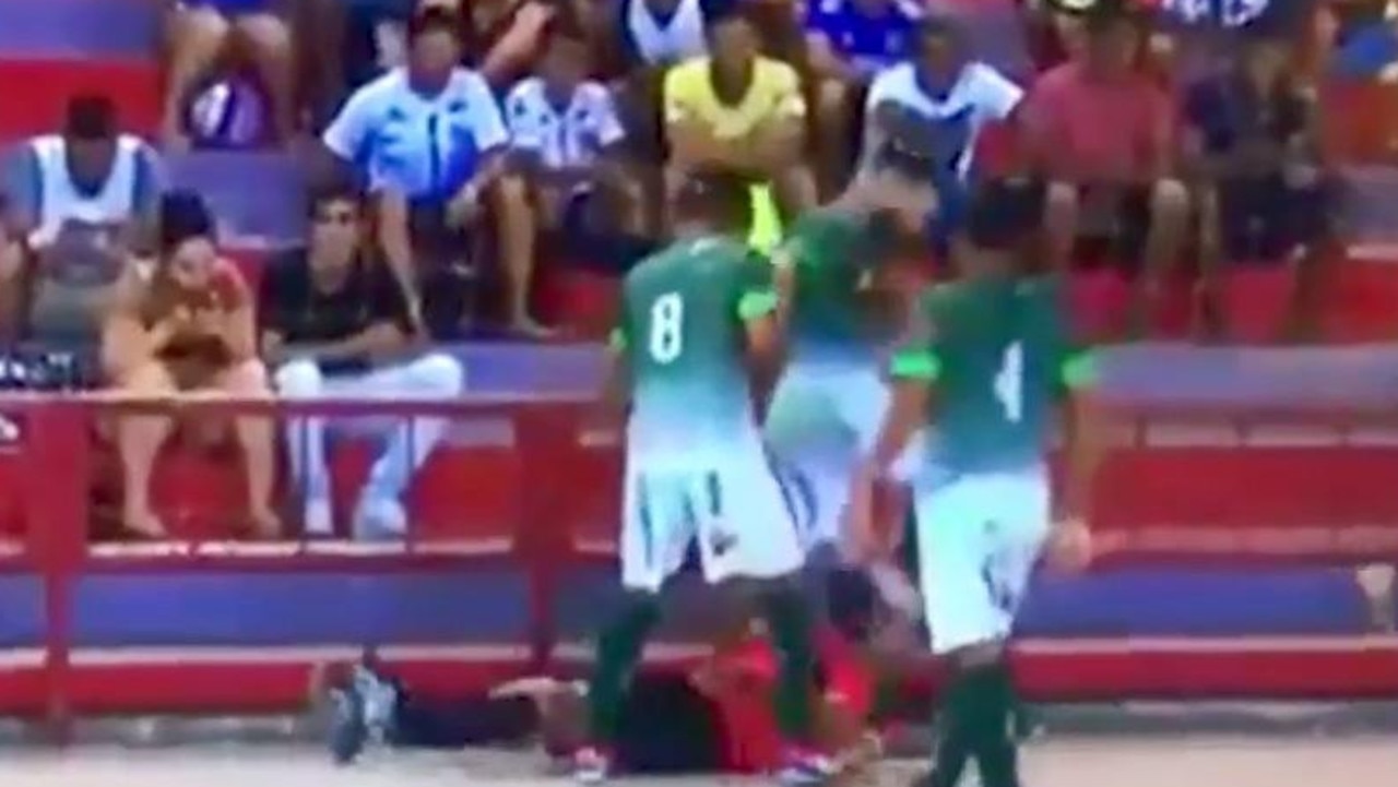 A futsal star has been arrested after fracturing a referee's skull