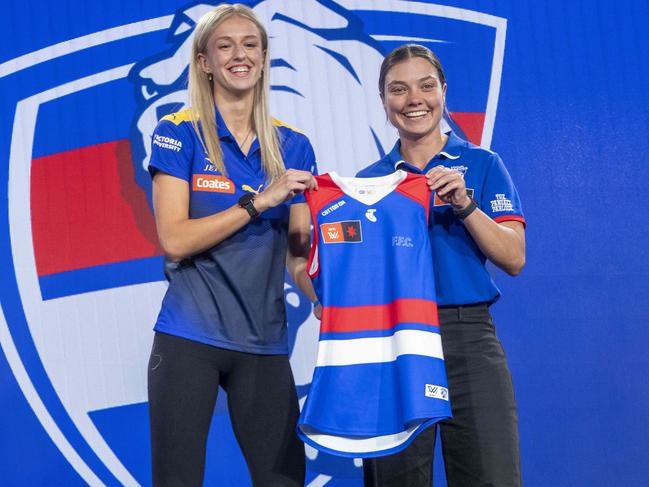 Kristie Lee Weston-Turner with Bulldogs captain Ellie Blackburn.