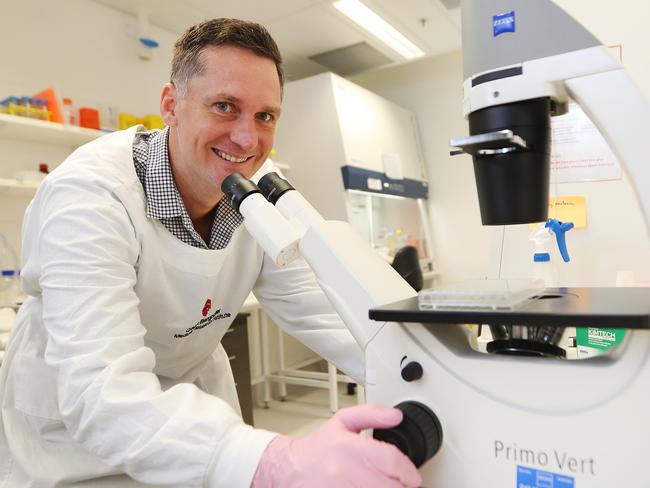 Associate Professor James Hudson in the QIMR Berghofer Medical Research Institute’s Organoid Research Laboratory. Picture: Tara Croser