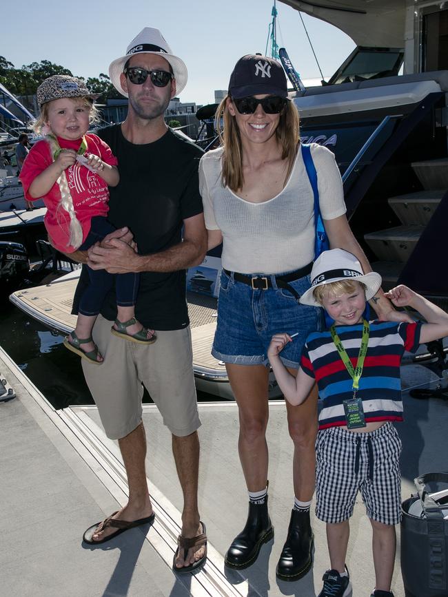 Nellie , Jesse, Taryn and Hugh Lalic at the Sanctuary Cove Boat Show. Picture: Glenn Campbell