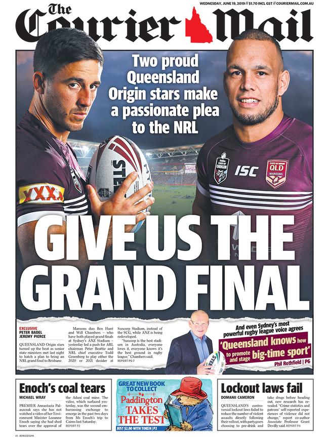 The Courier-Mail front page for June 19, 2019