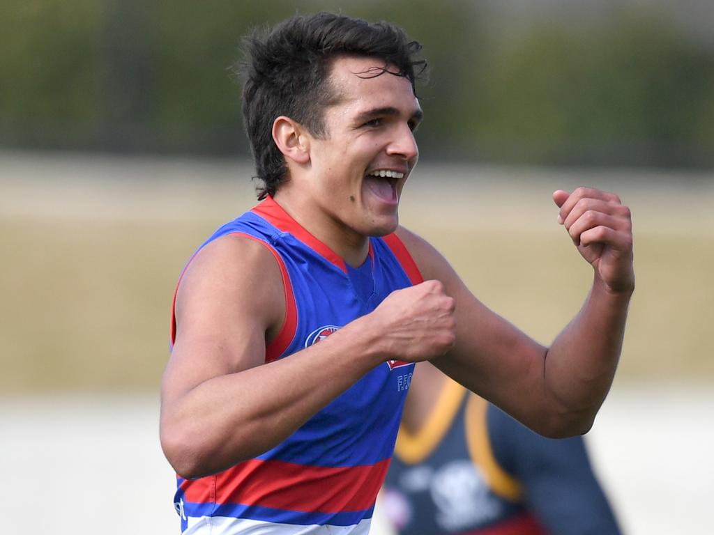 2020 No. 1 Draft Pick Jamarra Ugle-Hagan booted two majors on a windy Saturday in Ballarat. (Photo by Morgan Hancock/Getty Images)