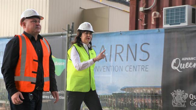 Mulgrave MP Curtis Pitt and Premier Annastacia Palaszczuk during a tour of the $176 million Cairns Convention Centre upgrade. Picture: PETER CARRUTHERS