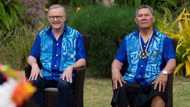 Prime Minister of Australia Anthony Albanese with Prime Minister of Tuvalu Kausea Natano signing a treaty that will safeguard Tuvalu’s future while respecting sovereignty to be known as the ‘Falepili Union’. Photo: X