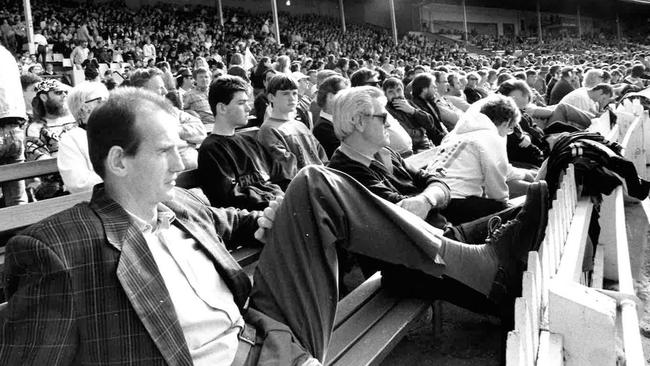 Wayne Bennett watched the Broncos take on St George with the punters at Adelaide Oval in 1992.