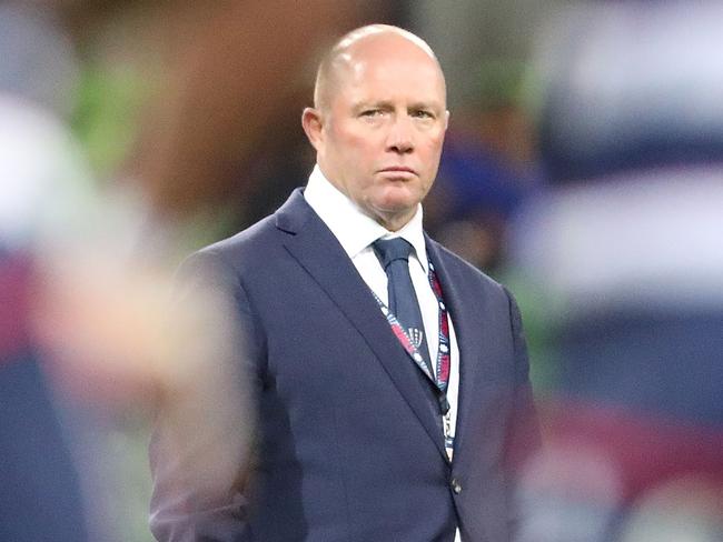 MELBOURNE, AUSTRALIA - MAY 13:  Melbourne Rebels head coach Tony McGahan looks on during the round 12 Super Rugby match between the Melbourne Rebels and the Queensland Reds at AAMI Park on May 13, 2017 in Melbourne, Australia.  (Photo by Scott Barbour/Getty Images)