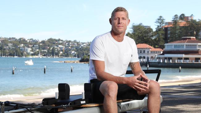 Pictured in Manly is professional surfer Mick Fanning. Mick Fanning who is an ambassador for new fitness studio FS8, owned by F45. He will launch the Manly studio this week and will soon open his own outlet in Byron Bay. Picture: Richard Dobson