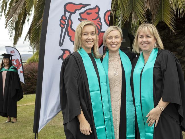 Kristen Burt, Roslyn Jensen and Carolyn Stanley at the UTAS Graduation at Launceston. PICTURE CHRIS KIDD