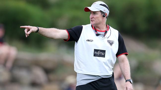 Essendon Intra Club practise match at Tullamarine. coach John Worsfold keeps an eye on todays proceedings. Pic: Michael Klein