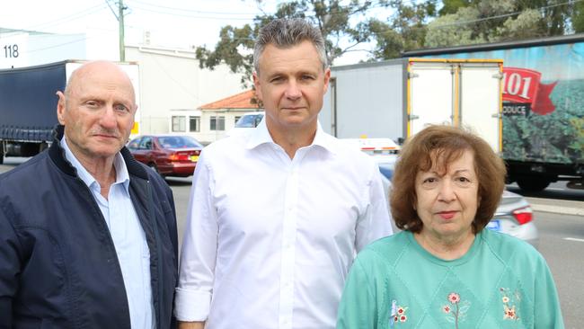 Long-time residents Dicran and Irene Amirian with MP Matt Thistlethwaite (centre).