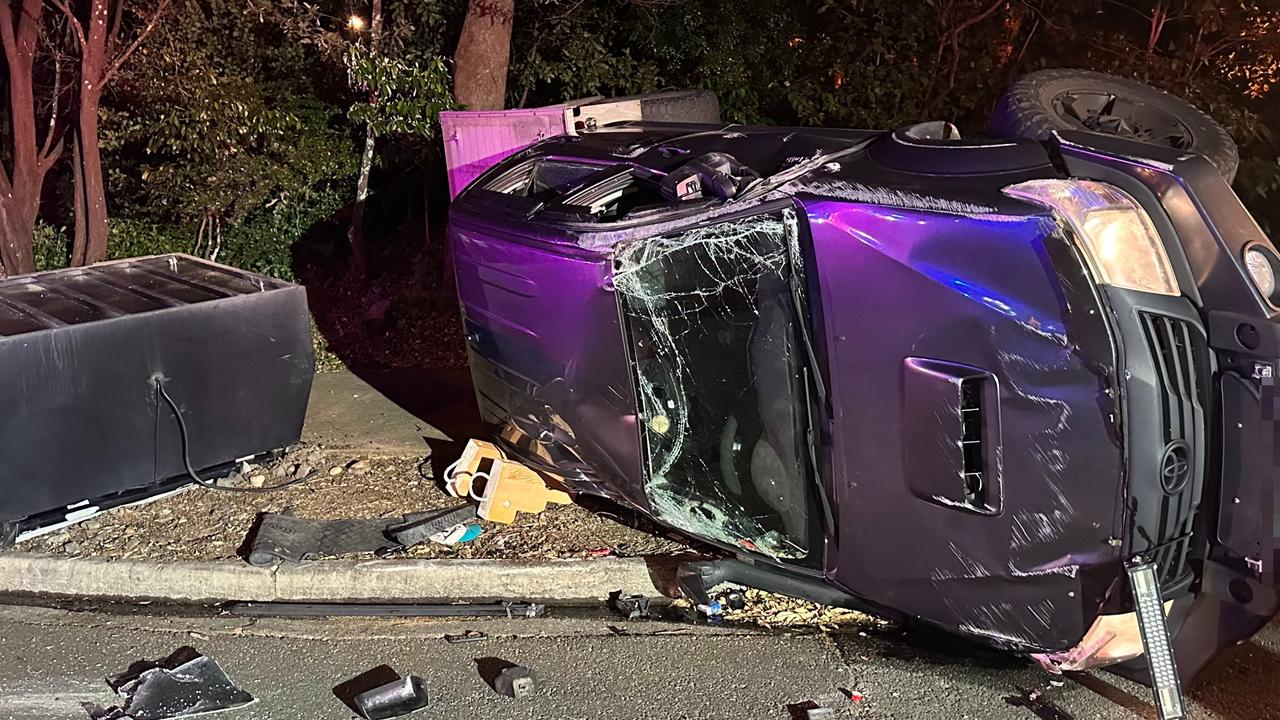 The Toyota Hilux following the crash. Picture: Contributed