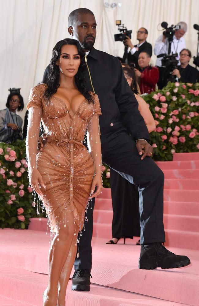 The rapper, right, thought Kim Kardashian’s revealing outfit was ‘too sexy’. Picture: AFP