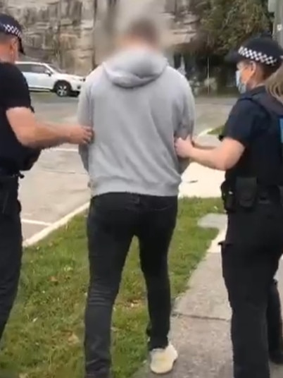 Bennet Schwartz being arrested on October 29, 2021, at his Rose Bay home.