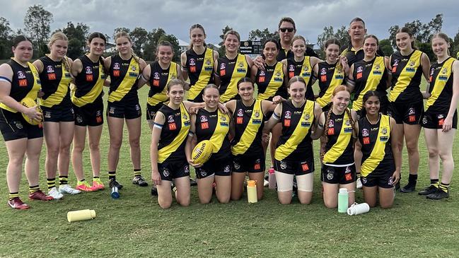 The Redcliffe Tigers Australian football girls side.