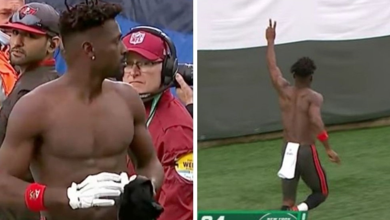 Fallen NFL star Antonio Brown strips shirt mid-game, storms off field