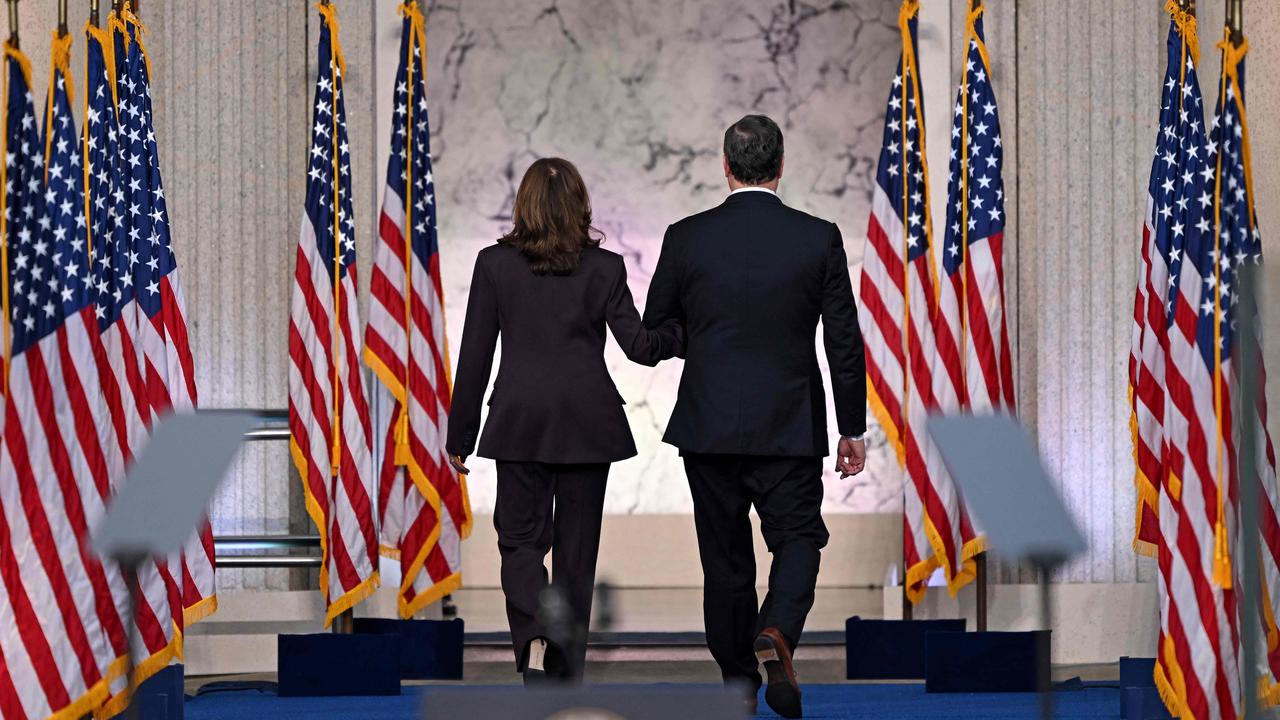 Kamala Harris and Doug Emhoff leave after her concession speech. Picture: Saul Loeb/AFP