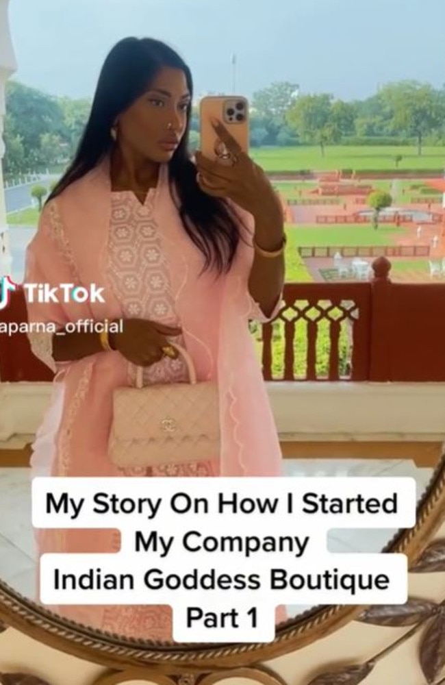 She was inspired to start her brand Indian Goddess Boutique following a trip to the country in 2017. Picture: TikTok/aparnaofficial