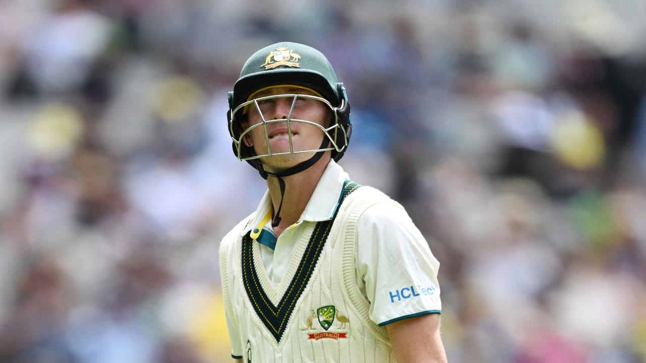 Marnus Labuschagne of Australia leaving the field after being dismissed by Aamer Jamal on Day 2 of the Boxing Day Test. Picture: Quinn Rooney/Getty Images.