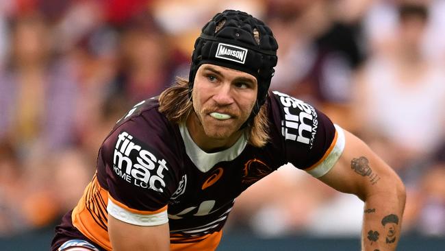 BRISBANE, AUSTRALIA - JULY 27: Blake Mozer of the Broncos in action during the round 21 NRL match between Brisbane Broncos and Canterbury Bulldogs at Suncorp Stadium, on July 27, 2024, in Brisbane, Australia. (Photo by Albert Perez/Getty Images)