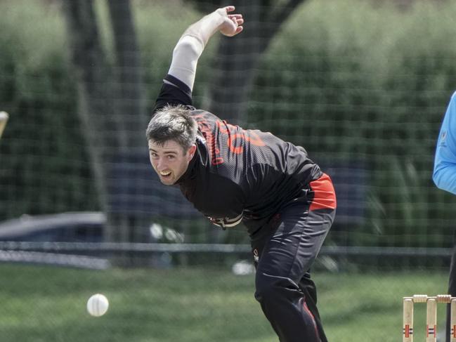 Premier Cricket: Richmond v Essendon. James O'Donnell bowling for Essendon. Picture: Valeriu Campan