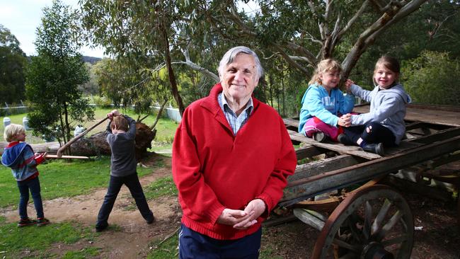 John Marsden at his alternative bush school, Candlebark. Picture: Aaron Francis