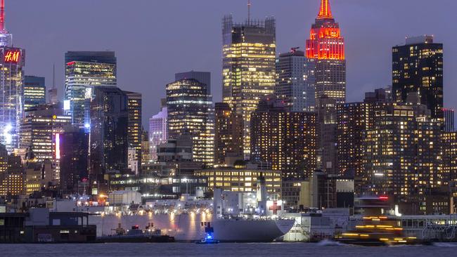 The USNS Comfort navy hospital ship off New York City to help overcrowded hospitals dealing with the city's COVID-19 outbreak. Picture: Getty