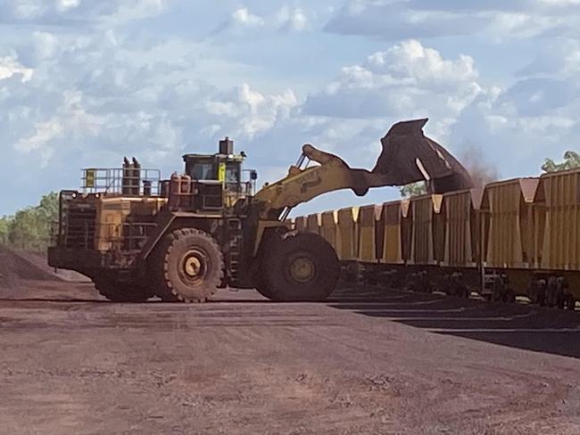 Francis Creek mine near Tennant Creek. NT Bullion loads its first overseas shipment of iron ore . It is headed to Port of Darwin SUPPLIED