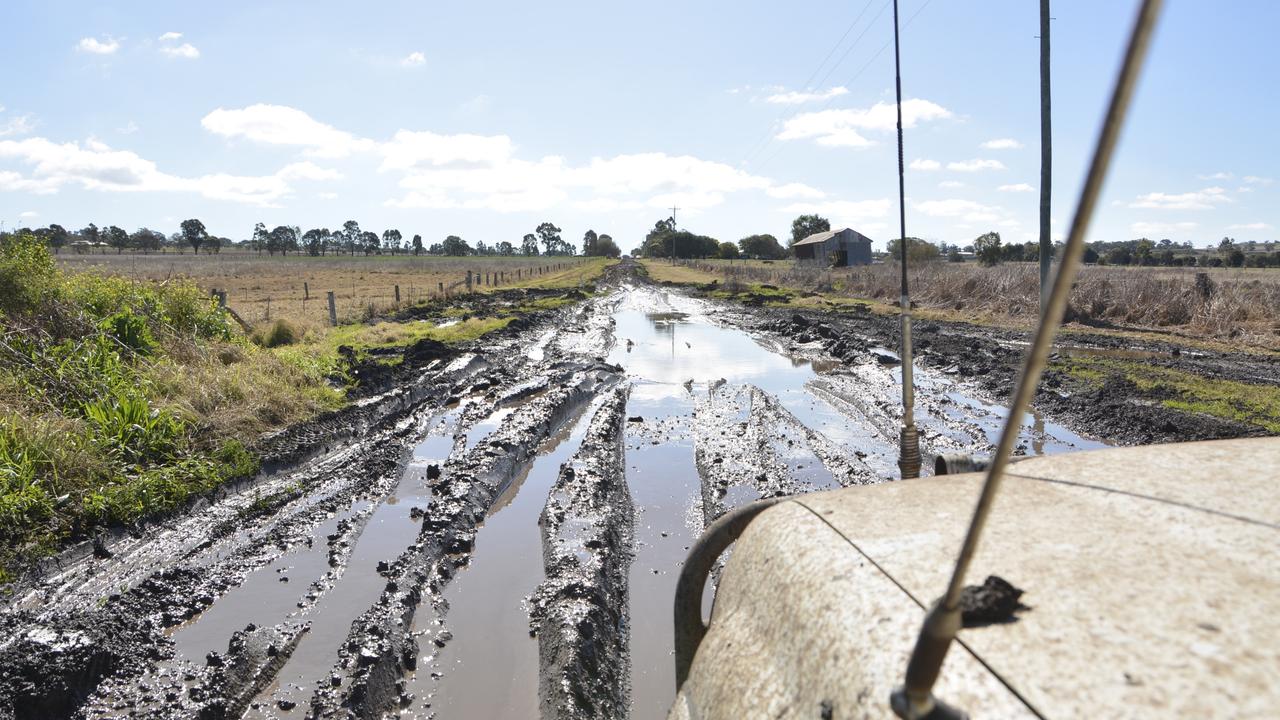 Residents living along Oestreich Road in Wellcamp want the Toowoomba Regional Council to upgrade it, citing serious safety concerns. They say its condition after a small amount of rain is akin to a four-wheel drive track.