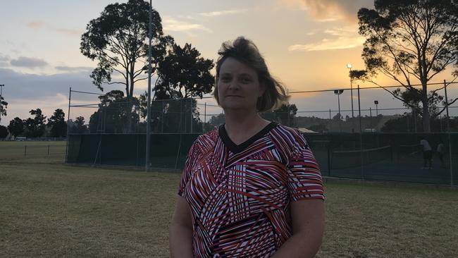 Greystanes mum Julie Overton at Bathurst Street Park, which she says is the only site in Greystanes fit for the skate park.