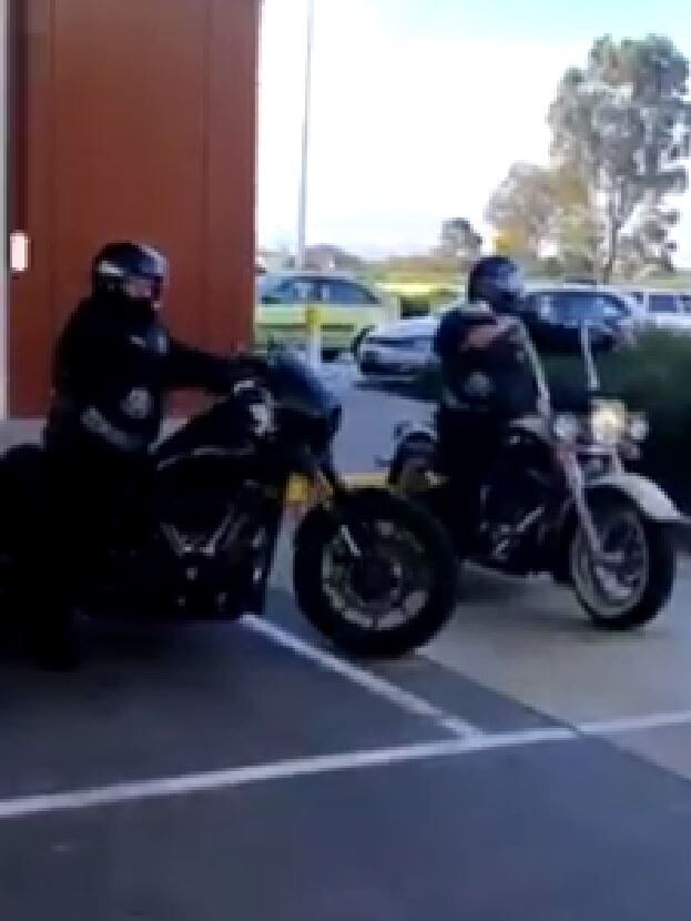 A bikie entourage accompanied the limo.