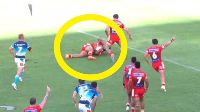 Robert Jennings botched a certain try. Photo: Fox Sports.