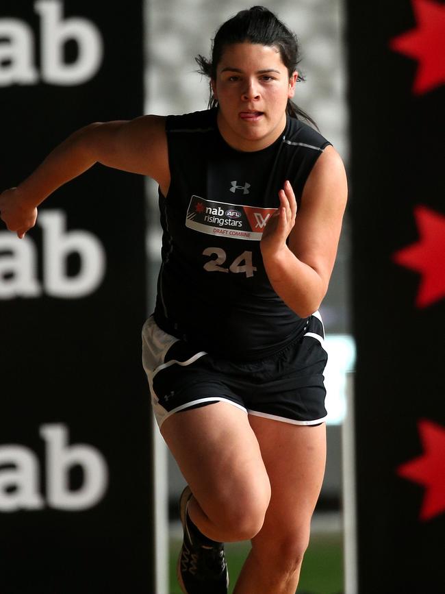 Madison Prespakis of Victoria takes part in a sprint test.