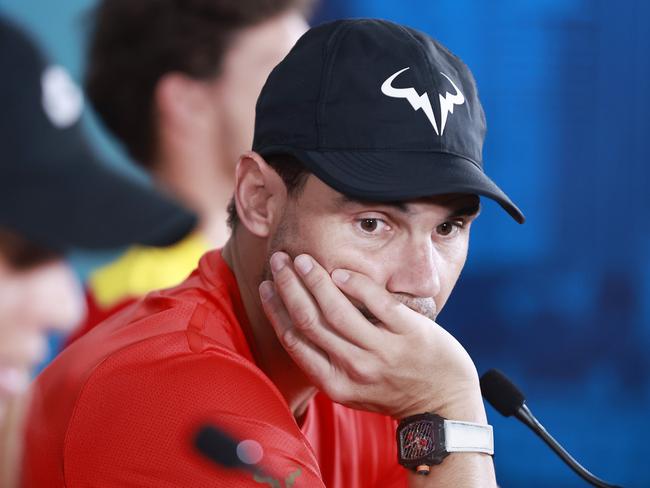 SYDNEY, AUSTRALIA - DECEMBER 28: Rafael Nadal of Spain looks on during a media opportunity ahead of the 2023 United Cup at Ken Rosewall Arena on December 28, 2022 in Sydney, Australia. (Photo by Mark Evans/Getty Images)