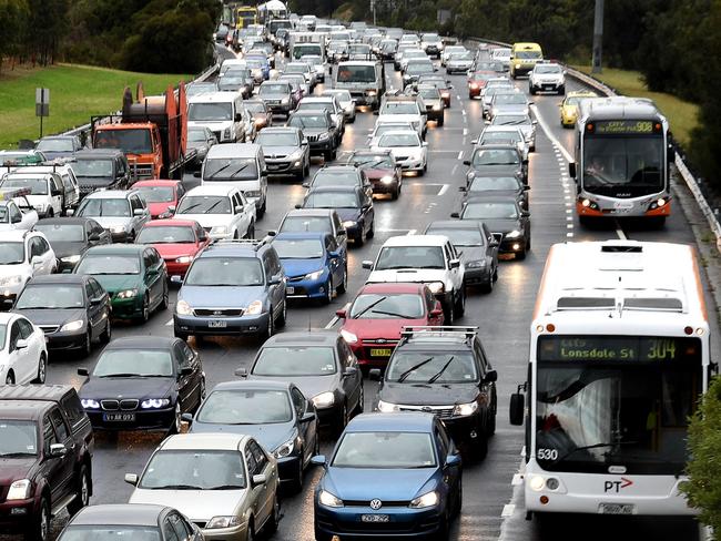 Unhealthy: Gridlock on the Eastern freeway in Melbourne. Picture: Nicole Garmston