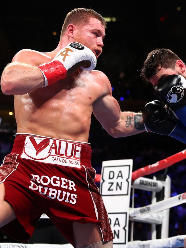 Canelo Alvarez added the super middleweight title to his list of belts. Picture: Getty Images