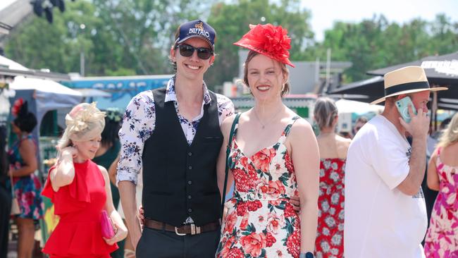 Having a ball at The Great Northern Darwin Cup at Fannie Bay Turf Club Lochie Burgdorfand Heather MacKenzie. Picture: Glenn Campbell